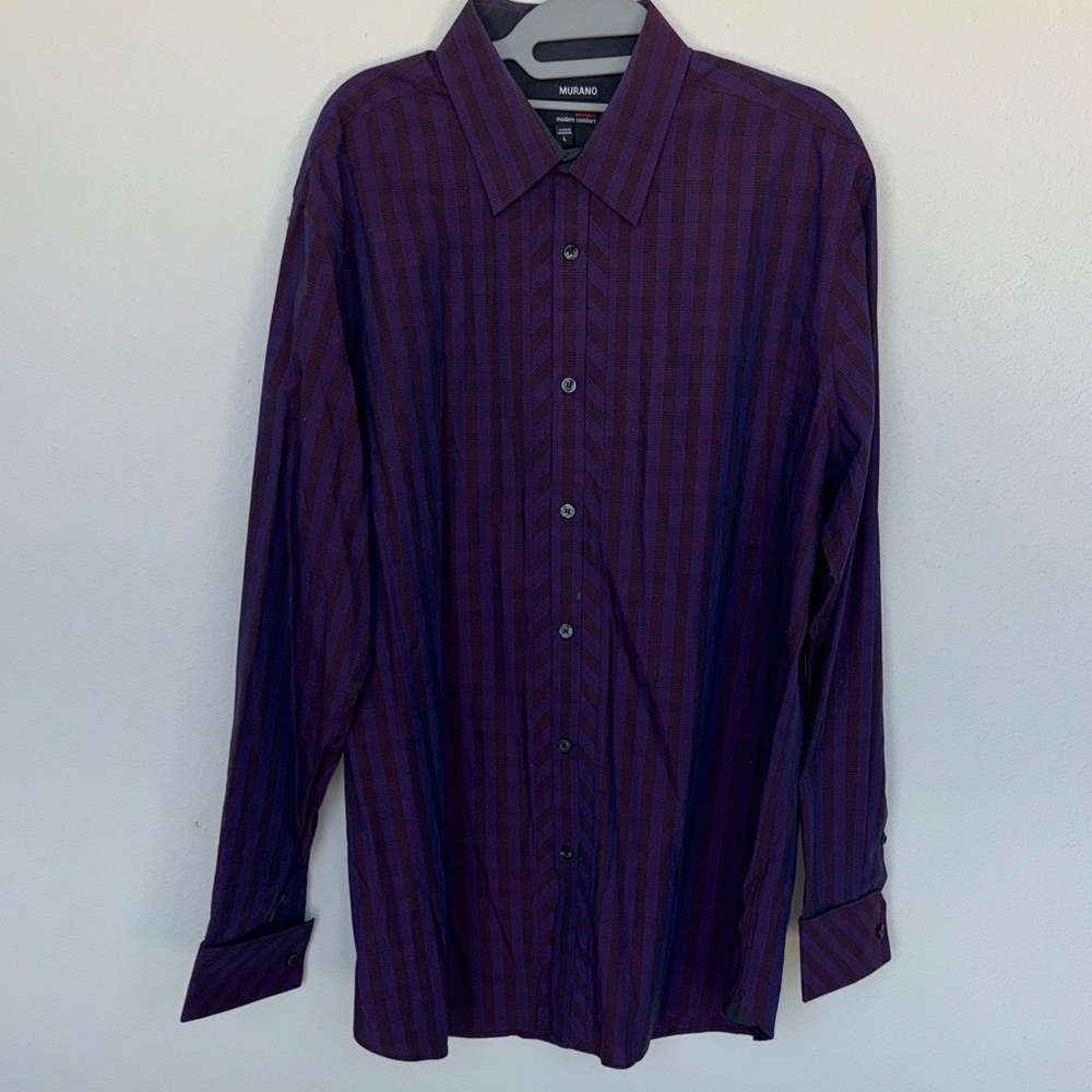 Murano Men's Deep Purple Striped Dress Shirt
